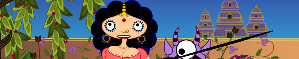 Sita by the wall, with a demon